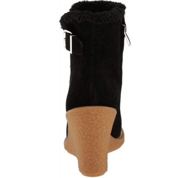 🌸SANTO FRANCO🌸 Ulayna Black Suede Ankle Wedge Boot Size: 8.5 - Picture 3 of 14